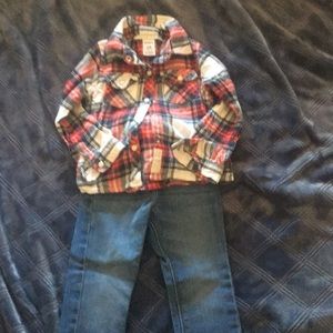 Carter's plaid shirt & jeans
